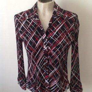 JESSICA BLACK AND RED BUTTON UP BLOUSE SIZE 10P